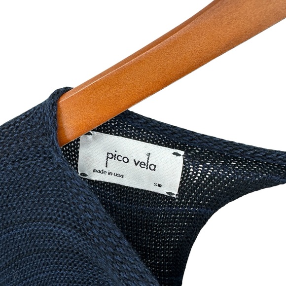 PICO VELA Sweater Bamboo Open Back Art Tunic Blue - Picture 6 of 7